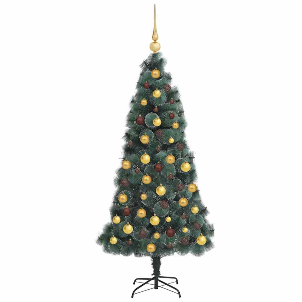 vidaXL Kunstmatige Kerstboom LED & Ballenset Groen 150 cm PET
