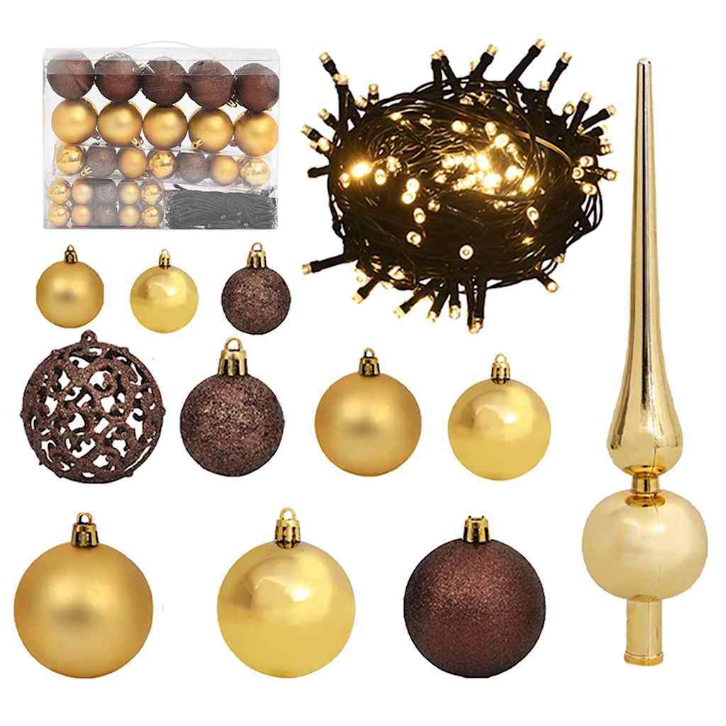 vidaXL Kunstmatige Kerstboom LED & Ballenset Groen 150 cm PET