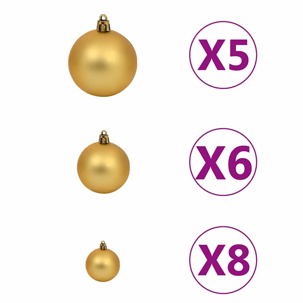 vidaXL Kunstmatige Kerstboom LED & Ballenset Groen 150 cm PET