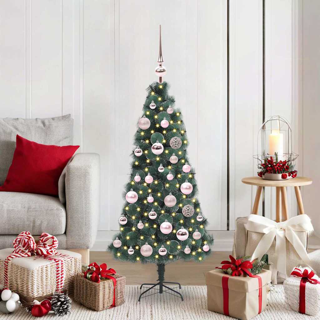 vidaXL Kunstmatige Kerstboom LED & Ballenset Groen 150 cm PET