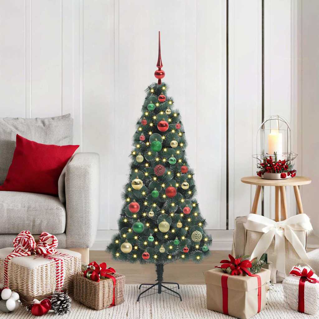 vidaXL Kunstmatige Kerstboom LED & Ballenset Groen 150 cm PET