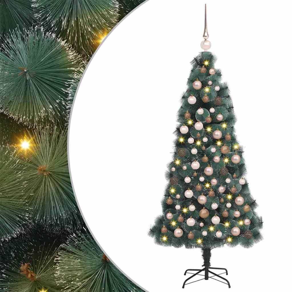 vidaXL Kunstmatige Kerstboom LED & Ballenset Groen 150 cm PET