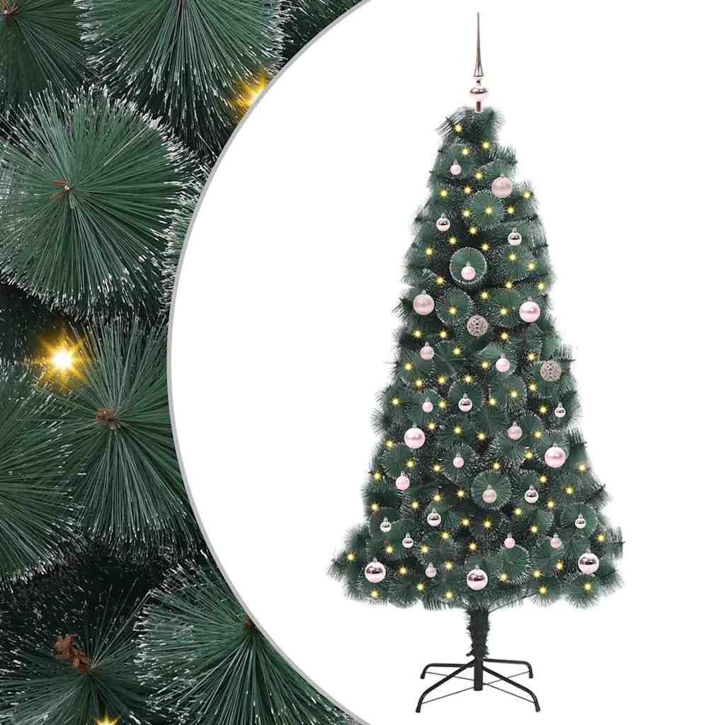 vidaXL Kunstmatige Kerstboom LED & Ballenset Groen 150 cm PET