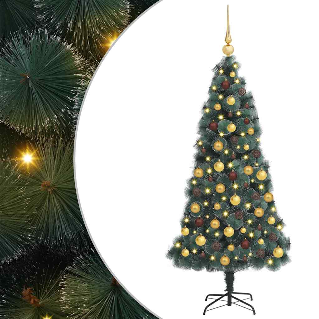 vidaXL Kunstmatige Kerstboom LED & Ballenset Groen 150 cm PET