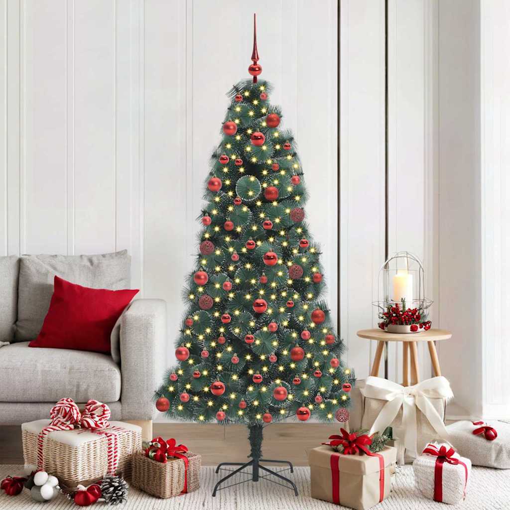 vidaXL Kunstmatige Kerstboom LED & Ballenset Groen 150 cm PET
