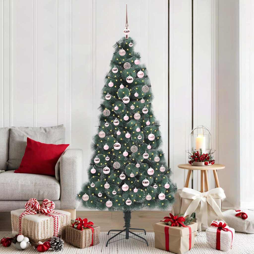 vidaXL Kunstmatige Kerstboom LED & Ballenset Groen 150 cm PET