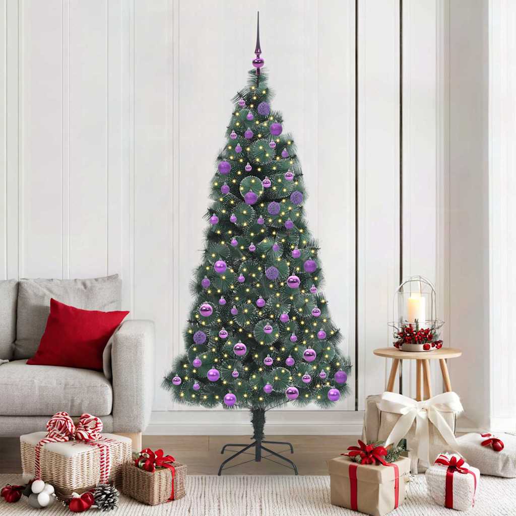 vidaXL Kunstmatige Kerstboom LED & Ballenset Groen 150 cm PET
