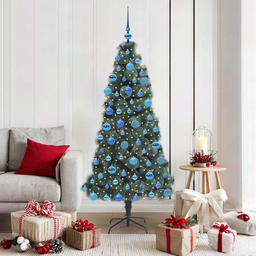 vidaXL Kunstmatige Kerstboom LED & Ballenset Groen 150 cm PET