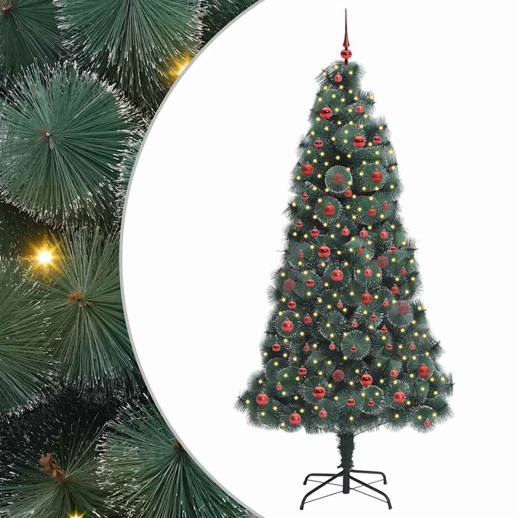 vidaXL Kunstmatige Kerstboom LED & Ballenset Groen 150 cm PET