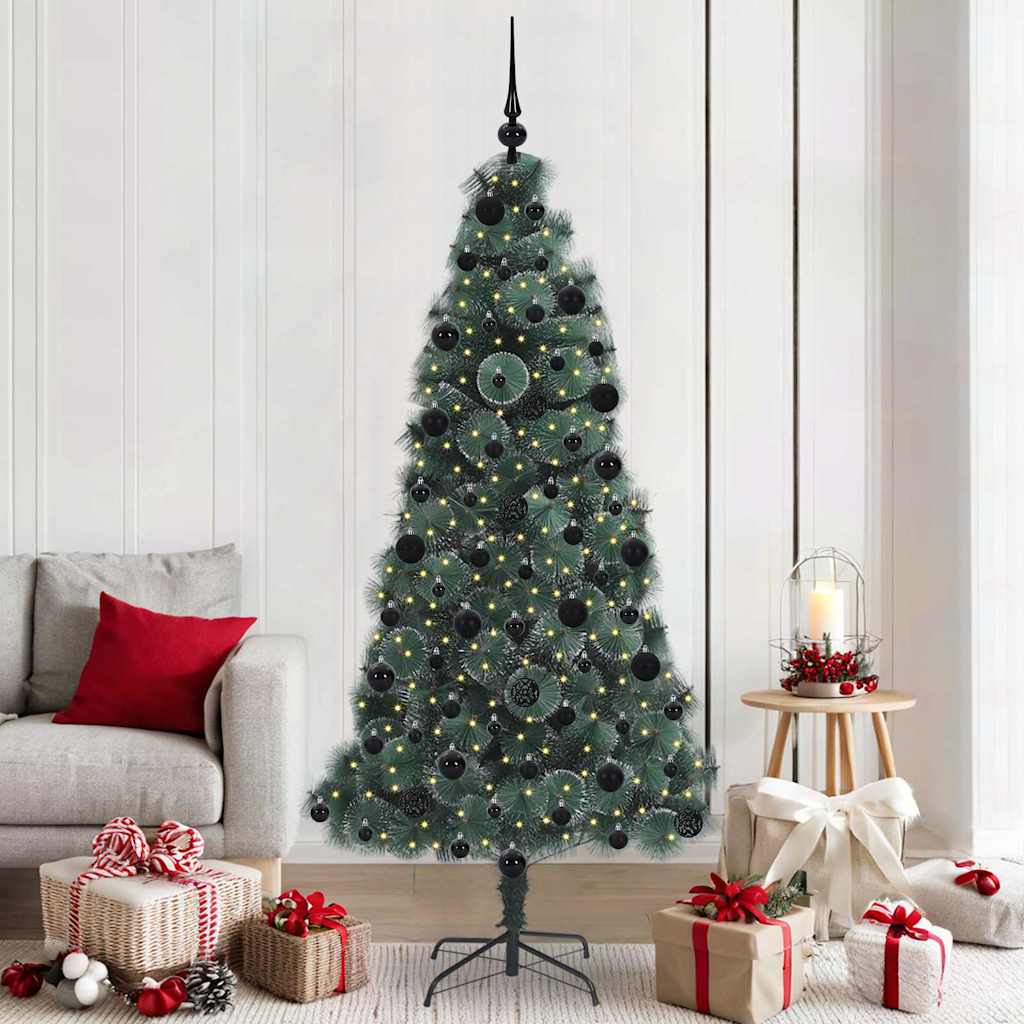 vidaXL Kunstmatige Kerstboom LED & Ballenset Groen 150 cm PET