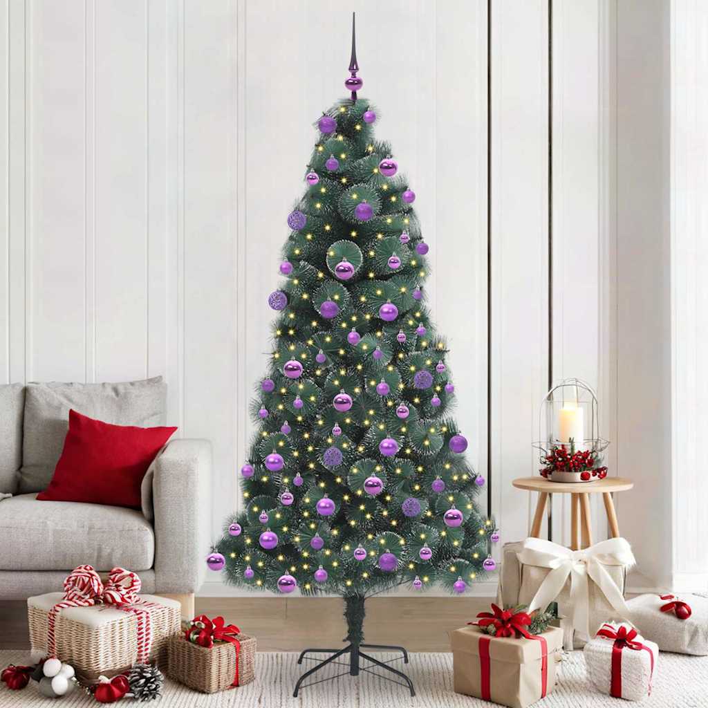 vidaXL Kunstmatige Kerstboom LED & Ballenset Groen 150 cm PET