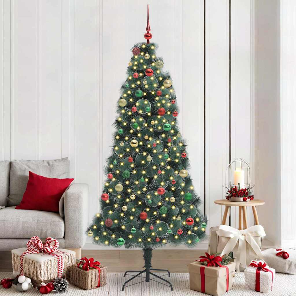 vidaXL Kunstmatige Kerstboom LED & Ballenset Groen 150 cm PET