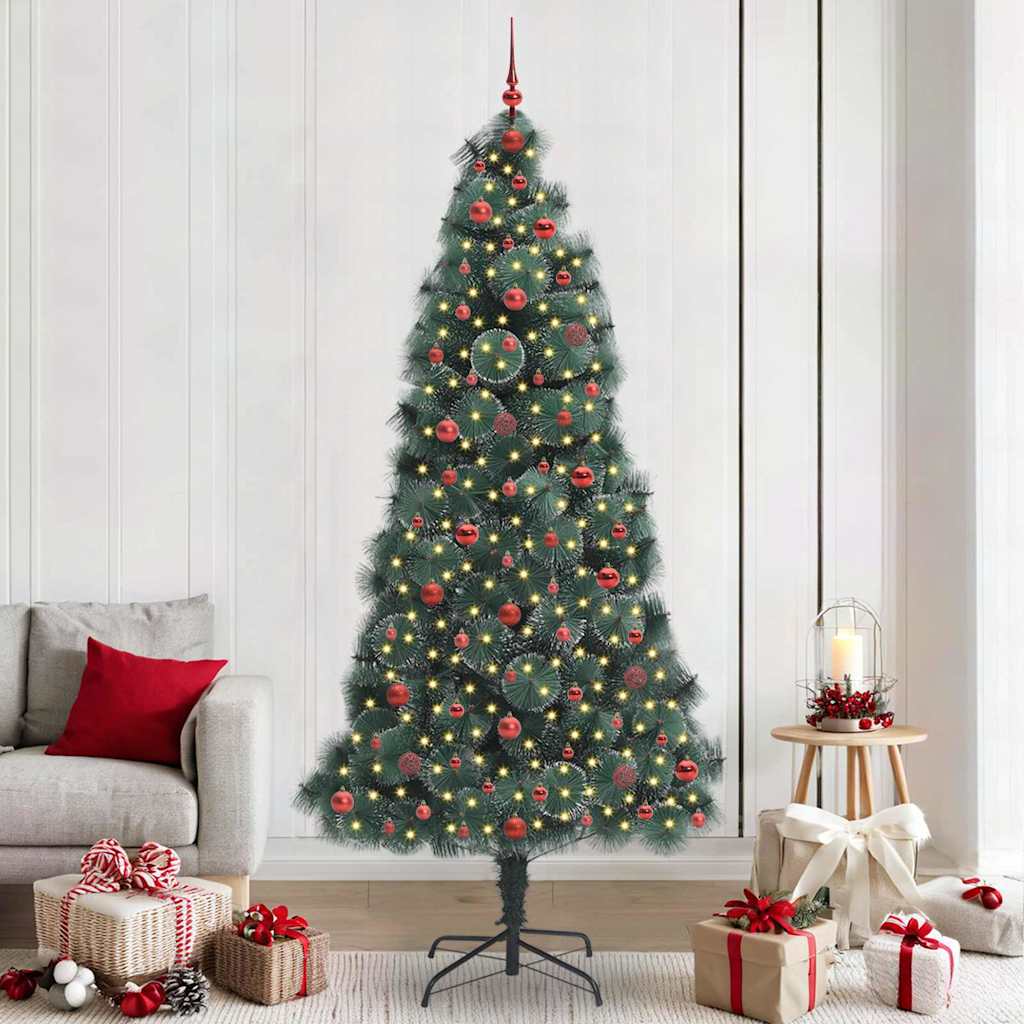 vidaXL Kunstmatige Kerstboom LED & Ballenset Groen 150 cm PET