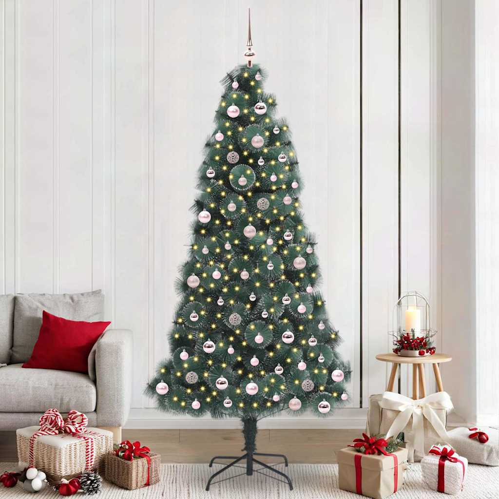 vidaXL Kunstmatige Kerstboom LED & Ballenset Groen 150 cm PET