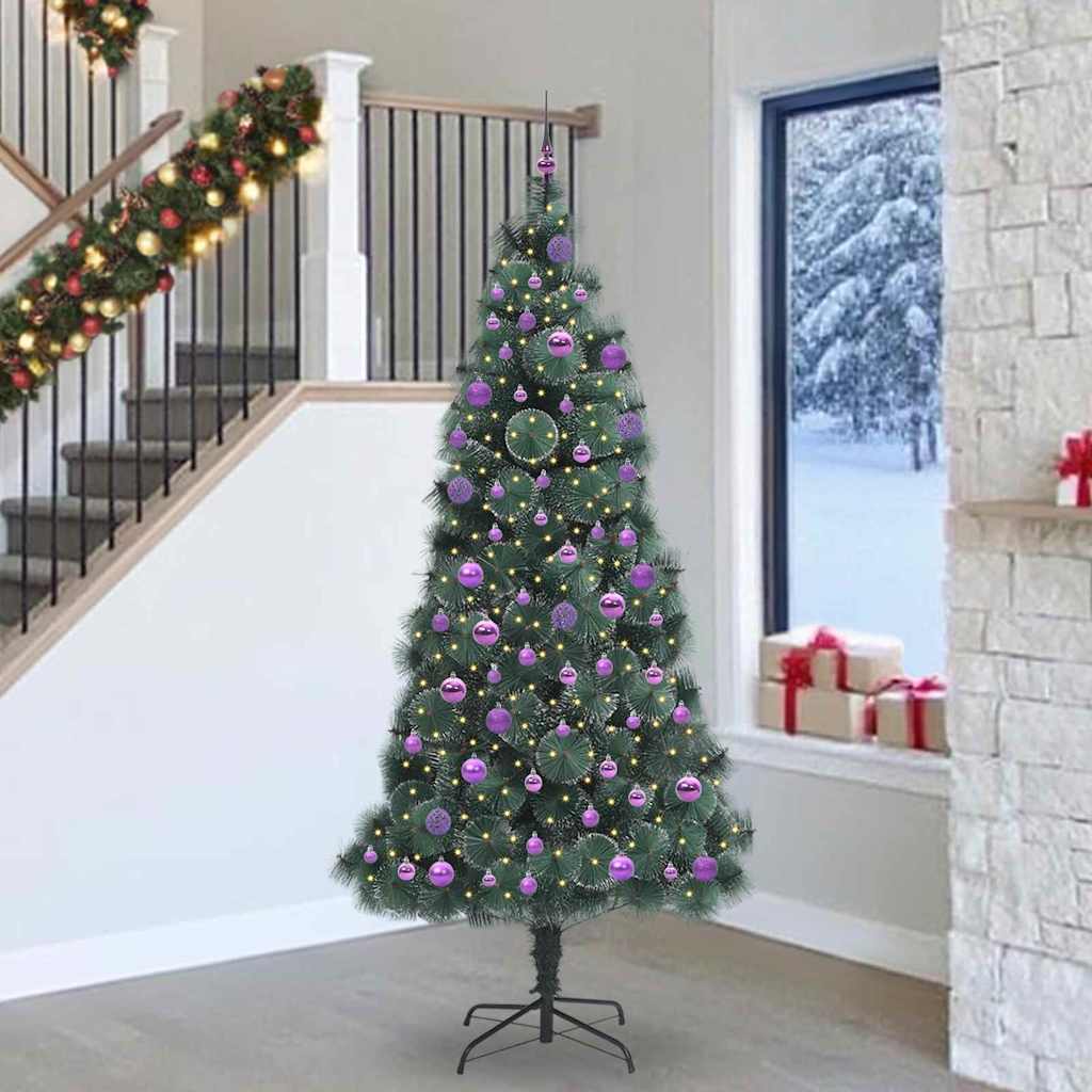 vidaXL Kunstmatige Kerstboom LED & Ballenset Groen 150 cm PET