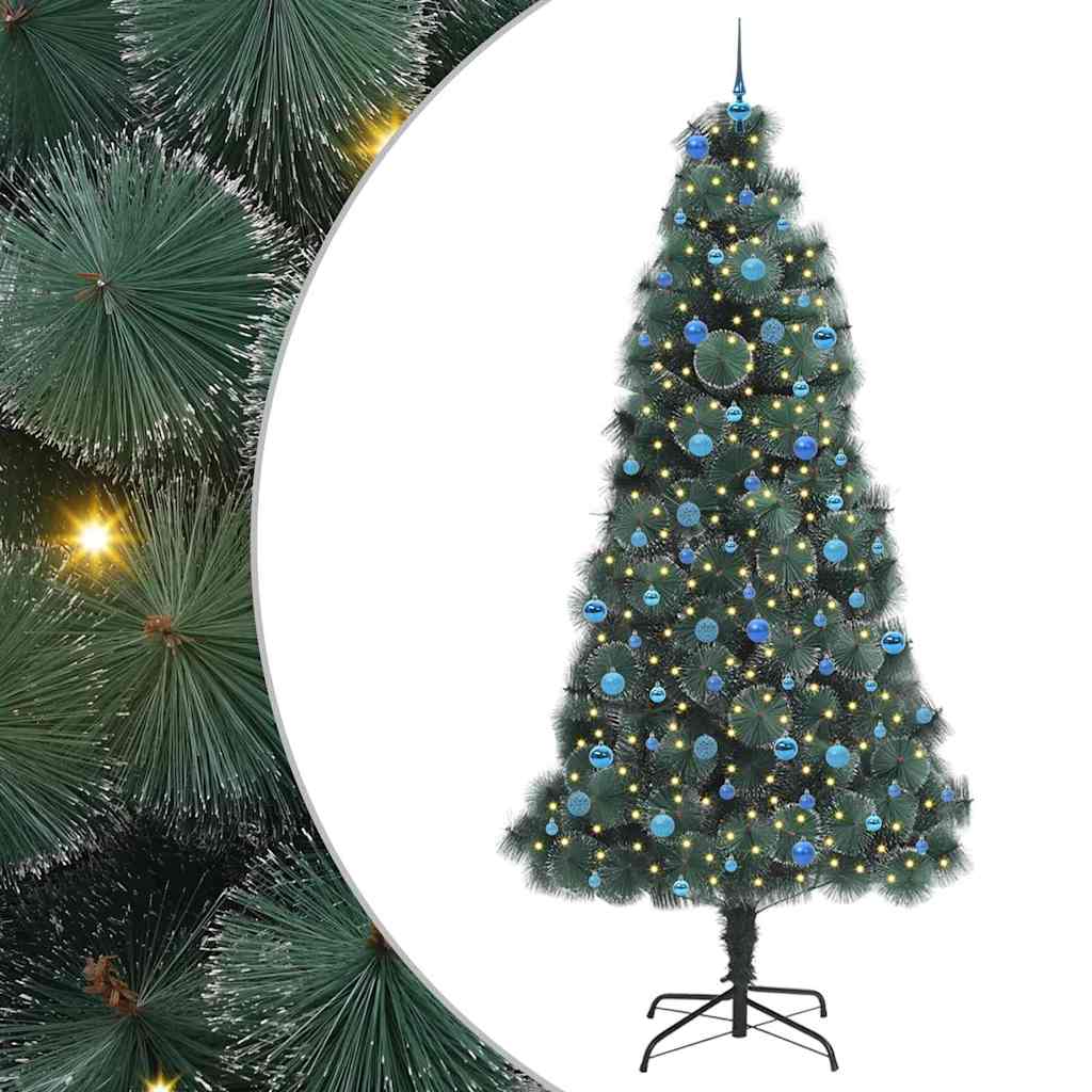 vidaXL Kunstmatige Kerstboom LED & Ballenset Groen 150 cm PET