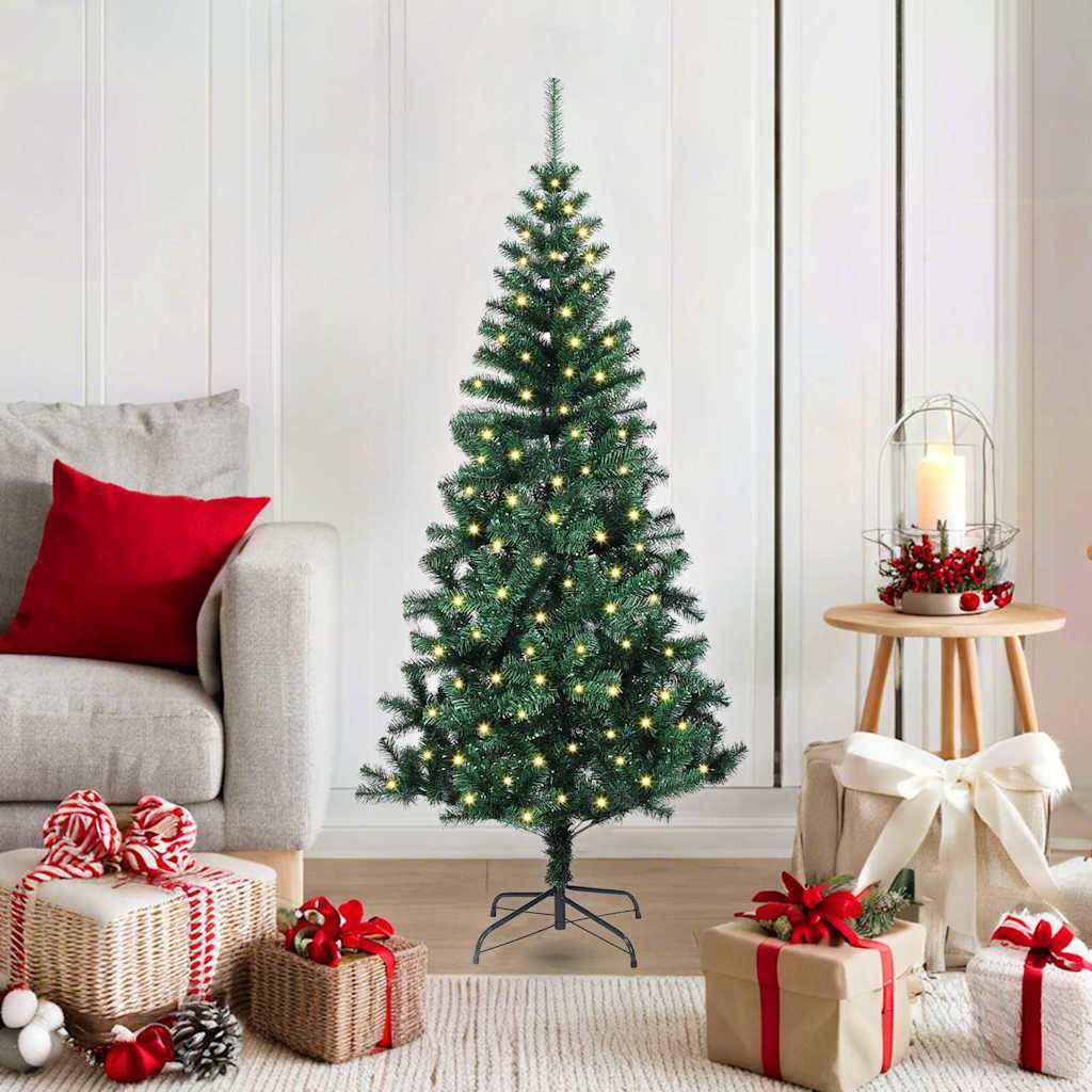 vidaXL Kunstkerstboom met decoratieve touwlichten Groen 240 cm PVC