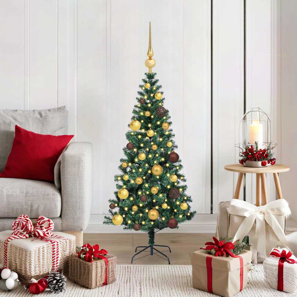 vidaXL Kunstkerstboom met decoratieve touwlichten Groen 240 cm PVC