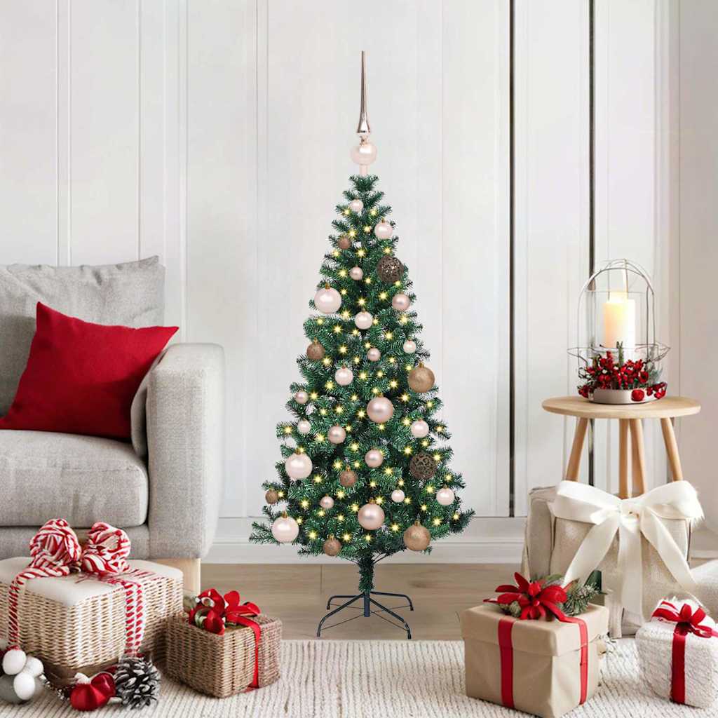 vidaXL Kunstkerstboom met decoratieve touwlichten Groen 240 cm PVC