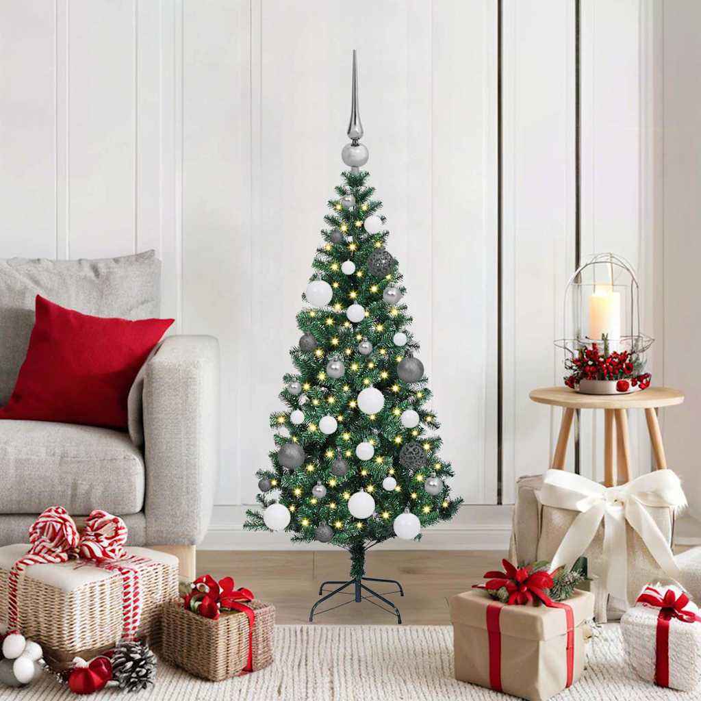vidaXL Kunstkerstboom met decoratieve touwlichten Groen 240 cm PVC