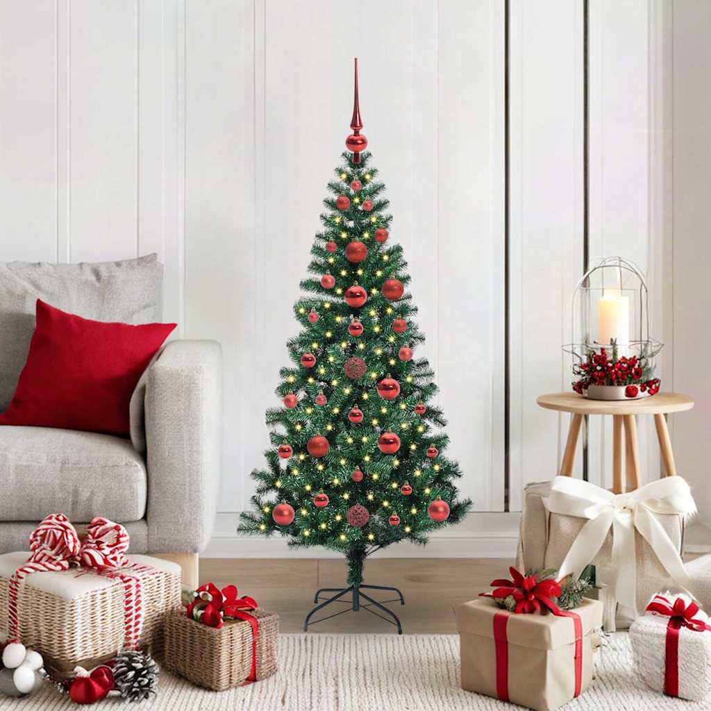 vidaXL Kunstkerstboom met decoratieve touwlichten Groen 240 cm PVC