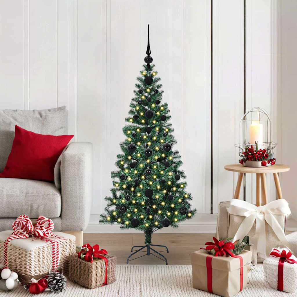 vidaXL Kunstkerstboom met decoratieve touwlichten Groen 240 cm PVC