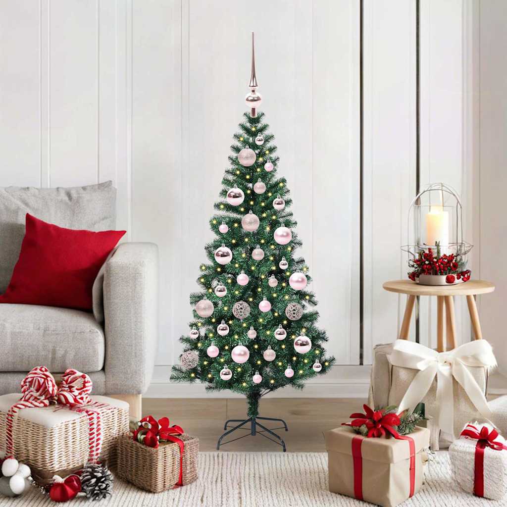 vidaXL Kunstkerstboom met decoratieve touwlichten Groen 240 cm PVC