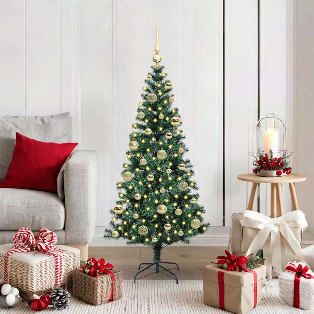 vidaXL Kunstkerstboom met decoratieve touwlichten Groen 240 cm PVC