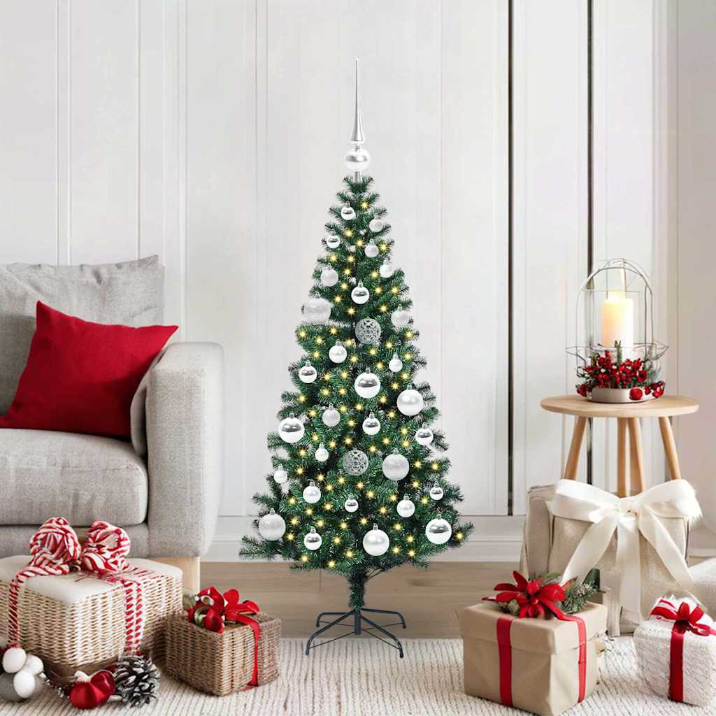 vidaXL Kunstkerstboom met decoratieve touwlichten Groen 240 cm PVC