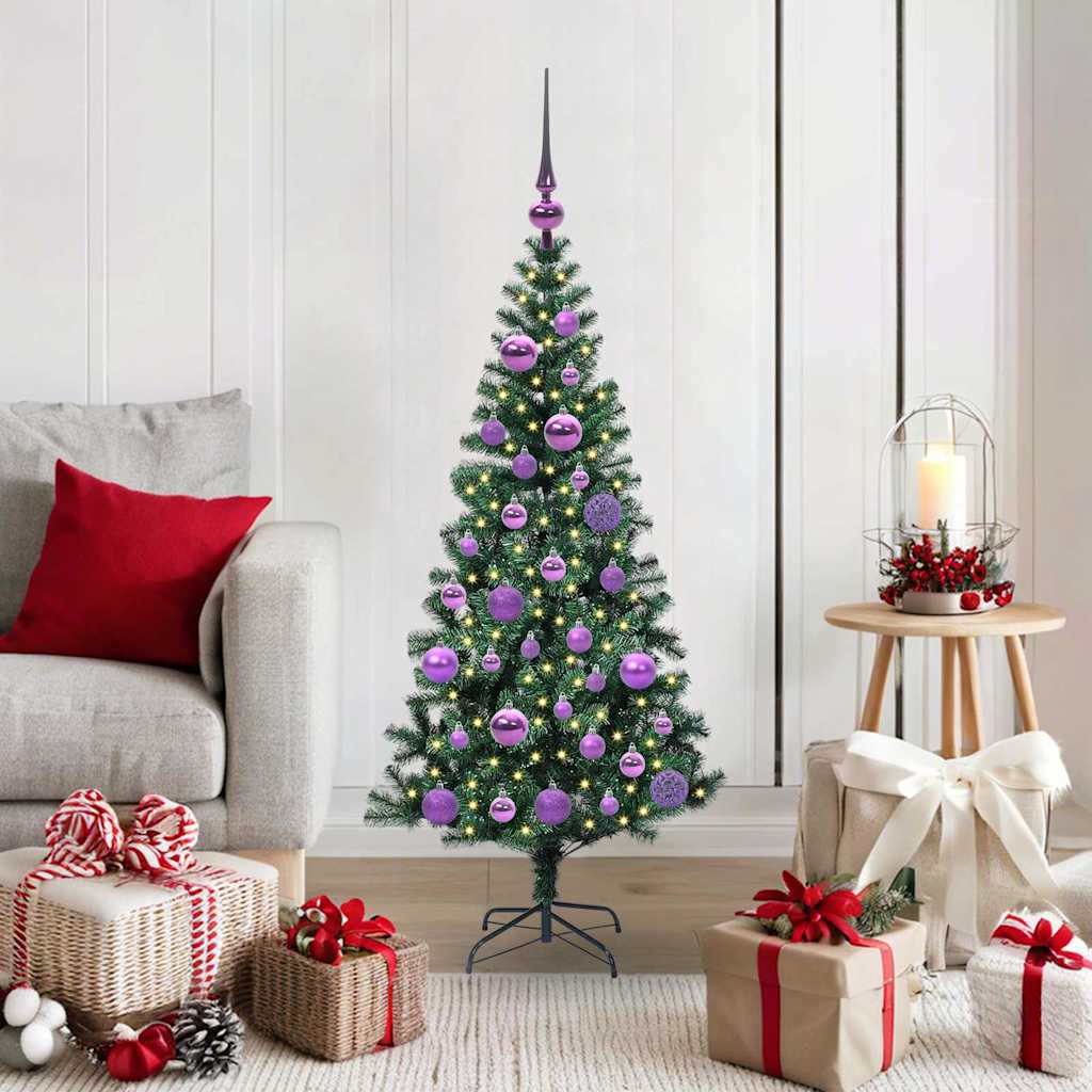 vidaXL Kunstkerstboom met decoratieve touwlichten Groen 240 cm PVC