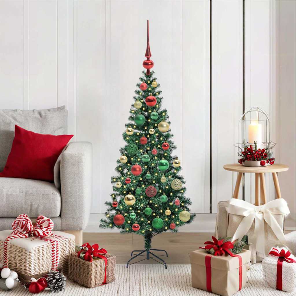 vidaXL Kunstkerstboom met decoratieve touwlichten Groen 240 cm PVC