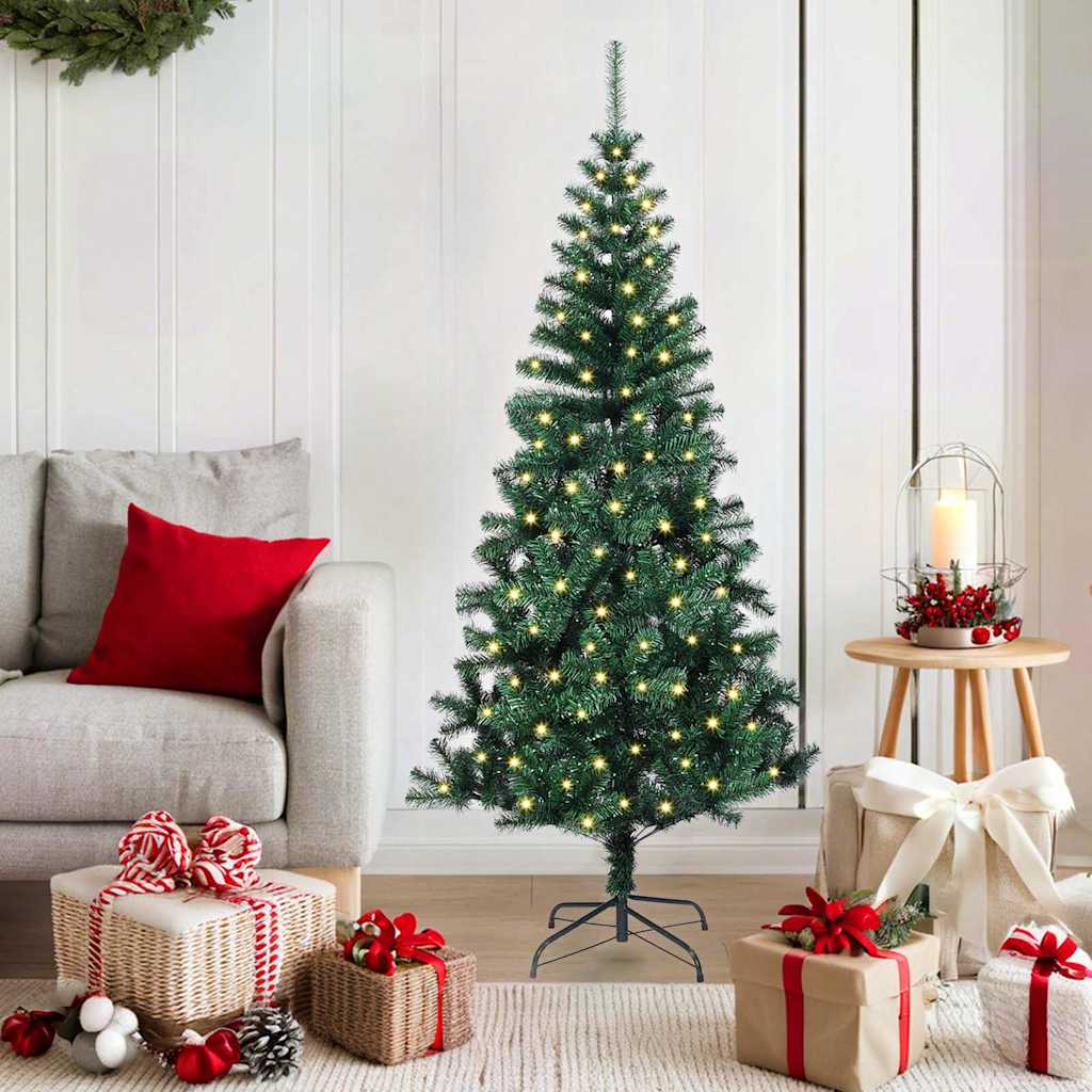vidaXL Kunstkerstboom met decoratieve touwlichten Groen 240 cm PVC