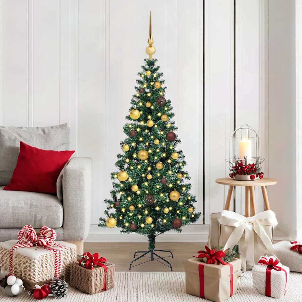 vidaXL Kunstkerstboom met decoratieve touwlichten Groen 240 cm PVC