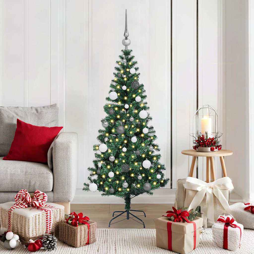 vidaXL Kunstkerstboom met decoratieve touwlichten Groen 240 cm PVC