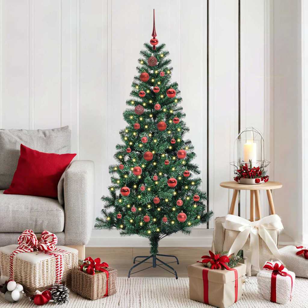 vidaXL Kunstkerstboom met decoratieve touwlichten Groen 240 cm PVC