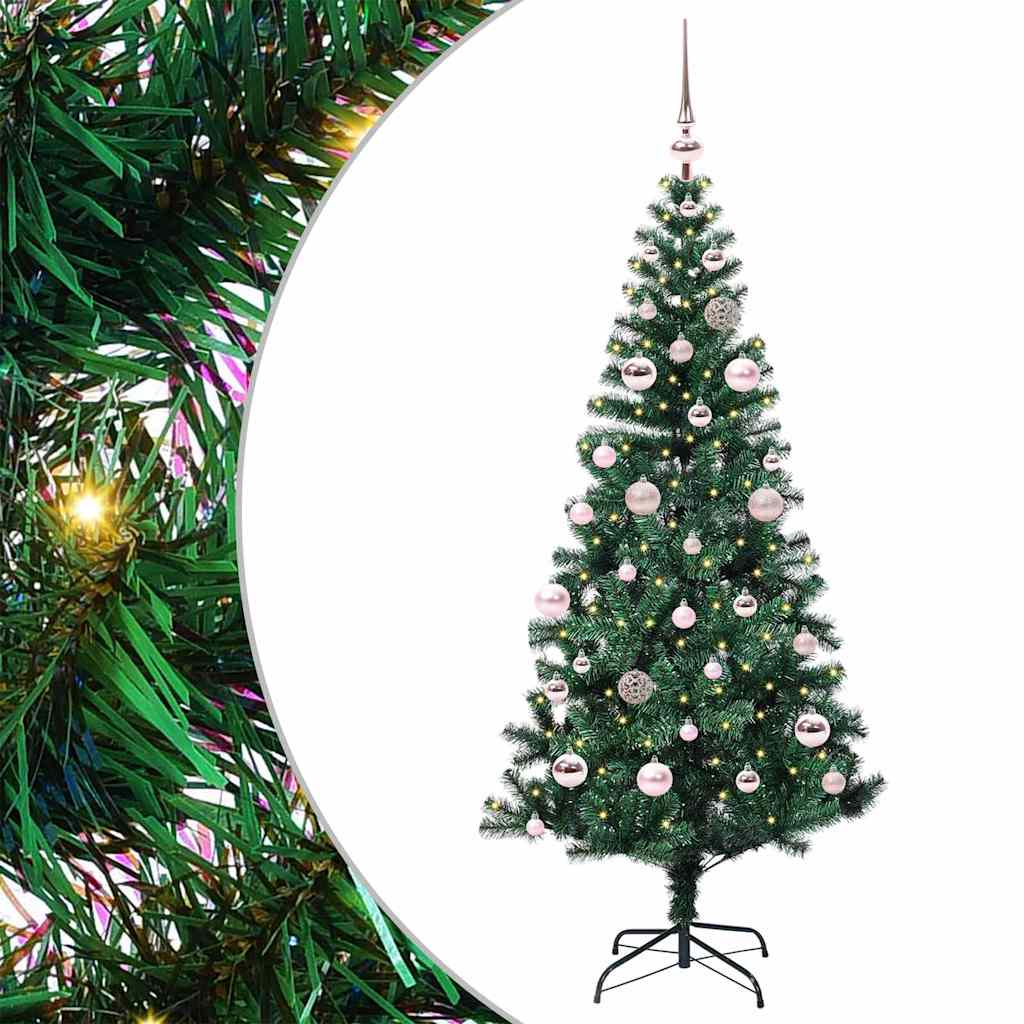 vidaXL Kunstkerstboom met decoratieve touwlichten Groen 240 cm PVC