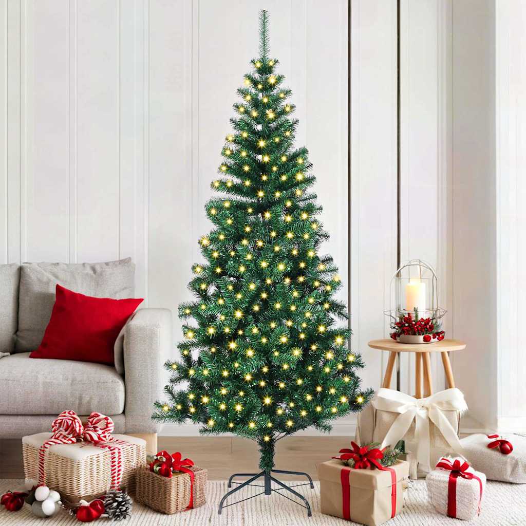 vidaXL Kunstkerstboom met decoratieve touwlichten Groen 240 cm PVC