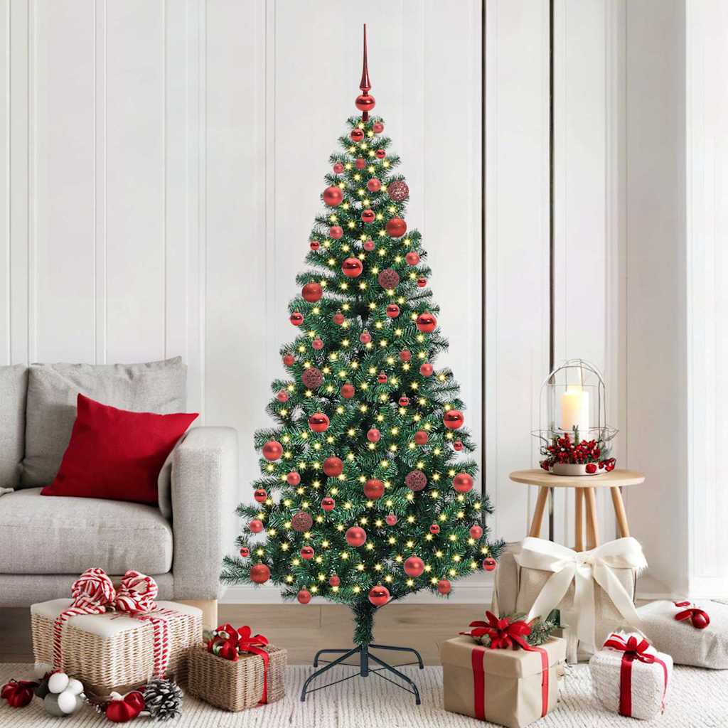 vidaXL Kunstkerstboom met decoratieve touwlichten Groen 240 cm PVC