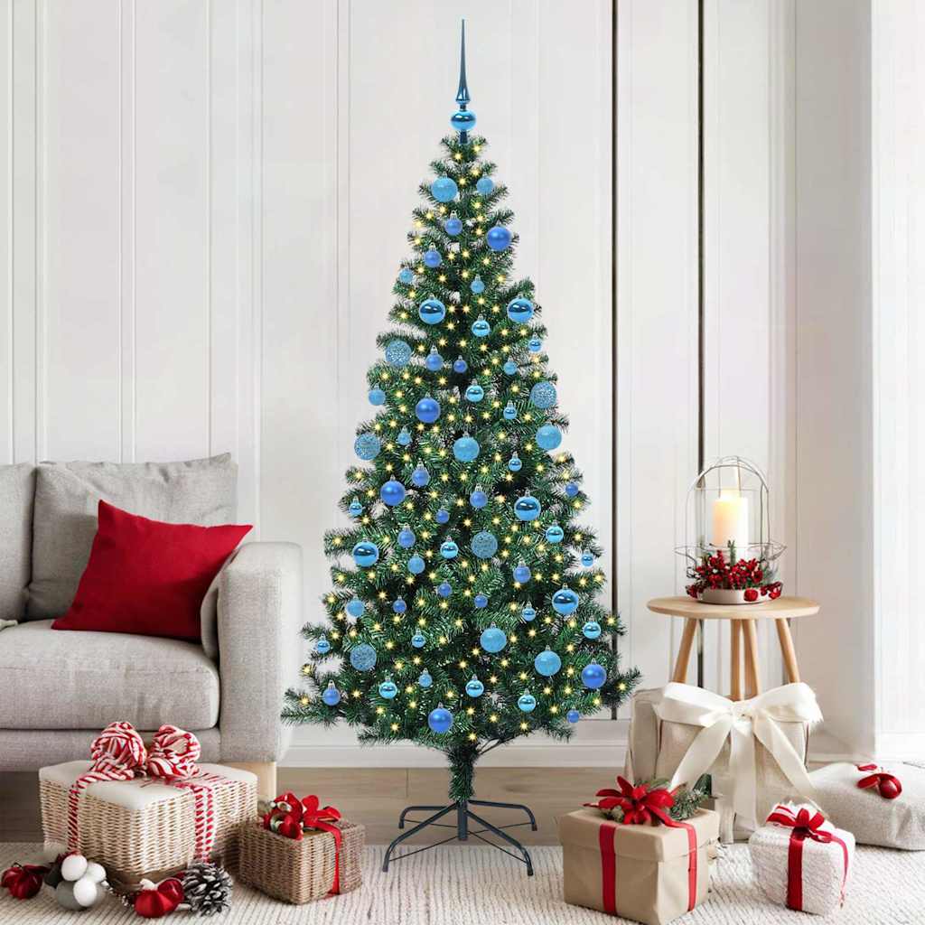 vidaXL Kunstkerstboom met decoratieve touwlichten Groen 240 cm PVC