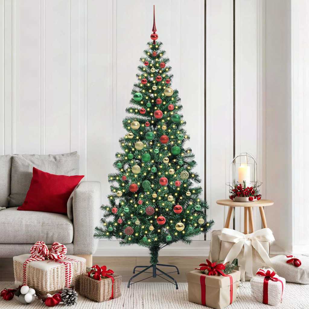 vidaXL Kunstkerstboom met decoratieve touwlichten Groen 240 cm PVC