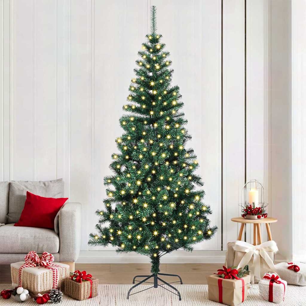 vidaXL Kunstkerstboom met decoratieve touwlichten Groen 240 cm PVC