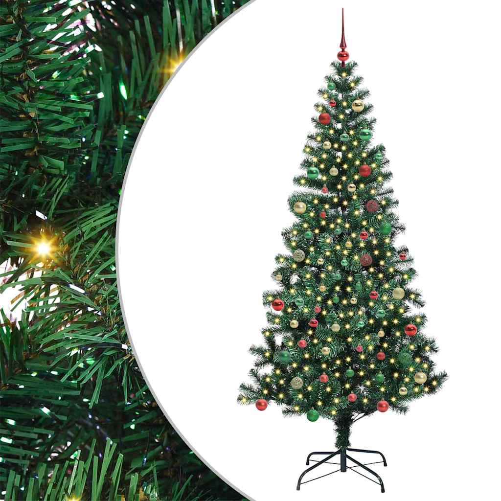 vidaXL Kunstkerstboom met decoratieve touwlichten Groen 240 cm PVC