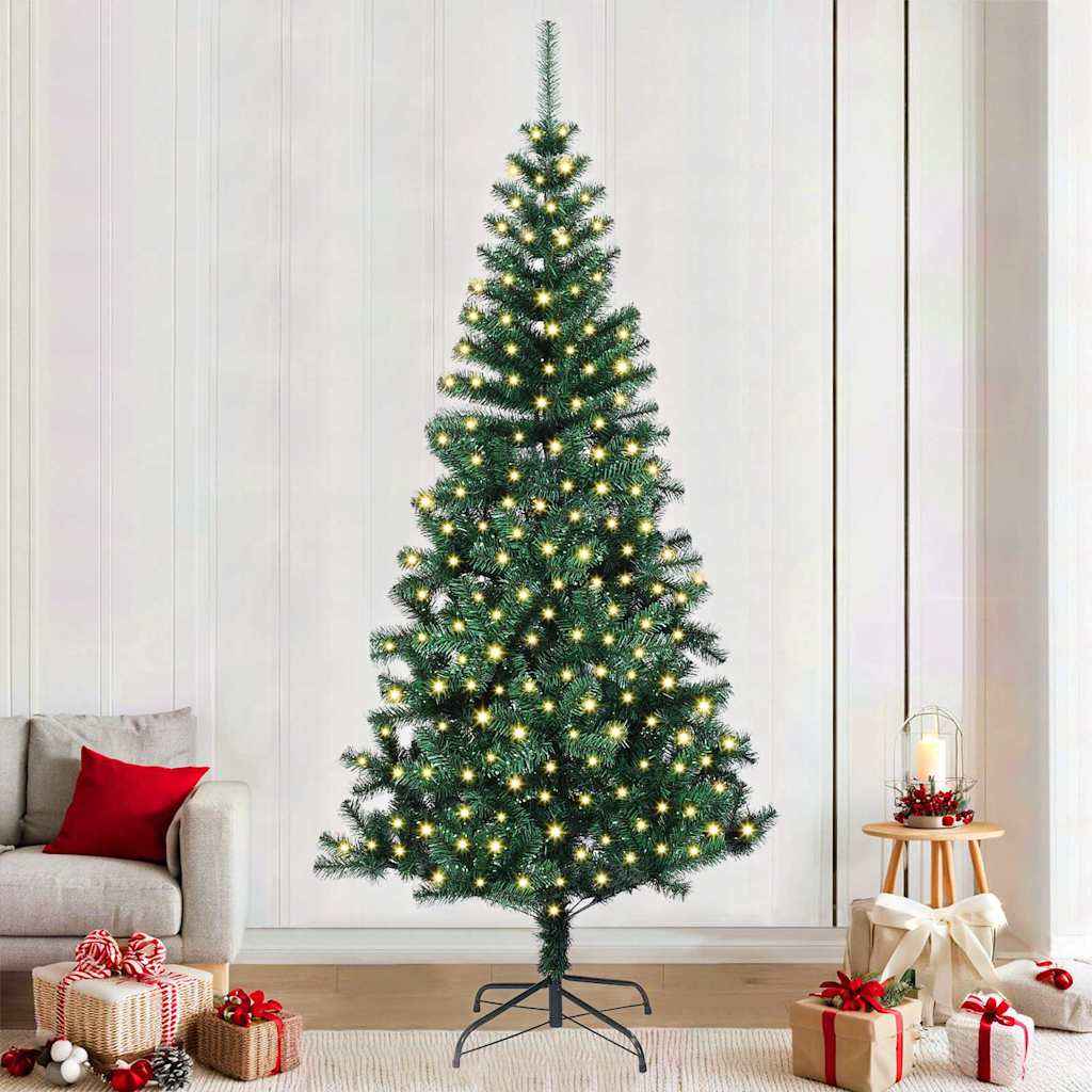 vidaXL Kunstkerstboom met decoratieve touwlichten Groen 240 cm PVC