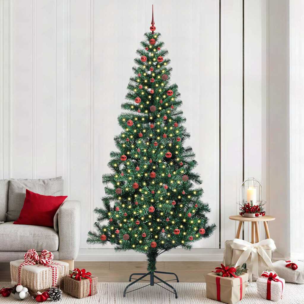vidaXL Kunstkerstboom met decoratieve touwlichten Groen 240 cm PVC