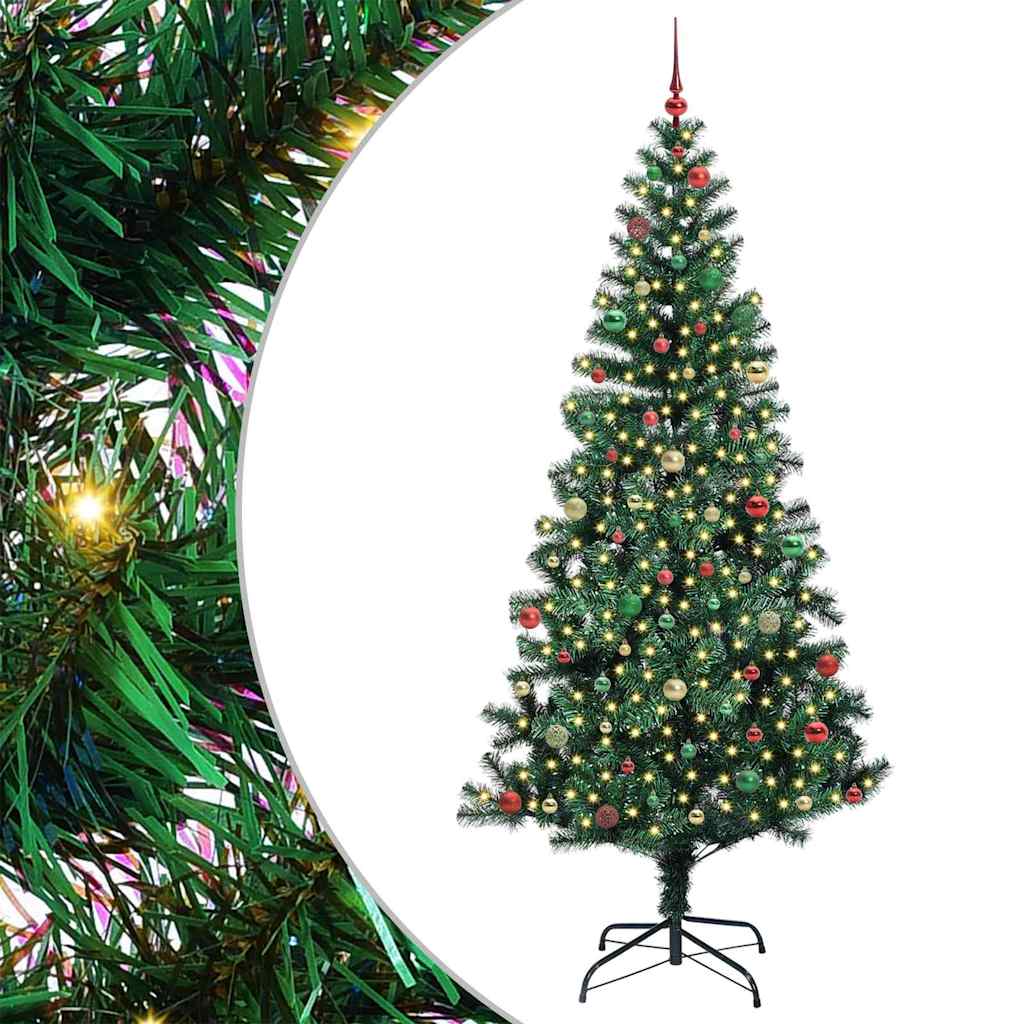 vidaXL Kunstkerstboom met decoratieve touwlichten Groen 240 cm PVC