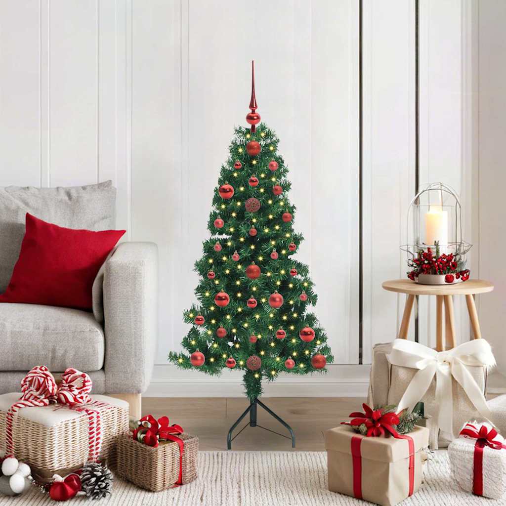 vidaXL Hoek Kunstkerstboom met 150 LED Groen 150 cm PVC en Metaal