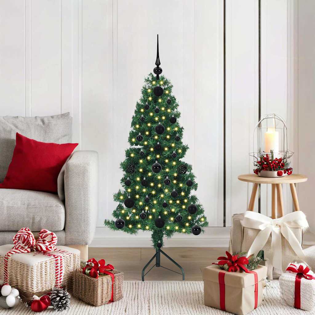 vidaXL Hoek Kunstkerstboom met 150 LED Groen 150 cm PVC en Metaal