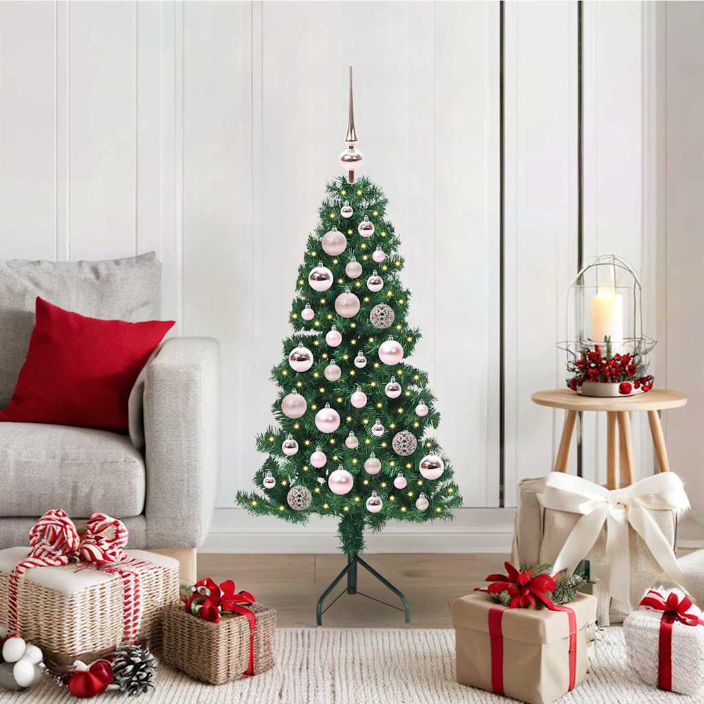 vidaXL Hoek Kunstkerstboom met 150 LED Groen 150 cm PVC en Metaal