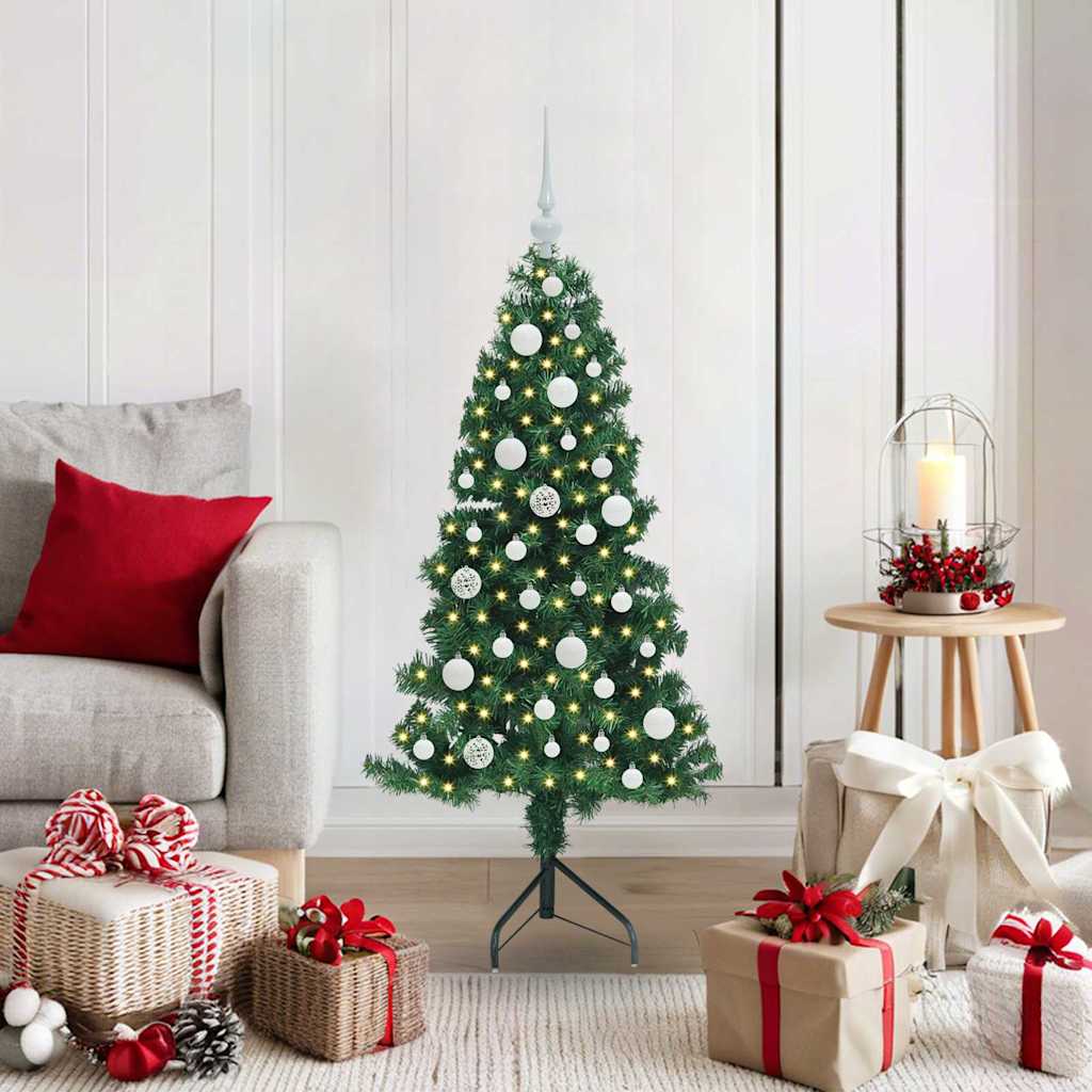 vidaXL Hoek Kunstkerstboom met 150 LED Groen 150 cm PVC en Metaal