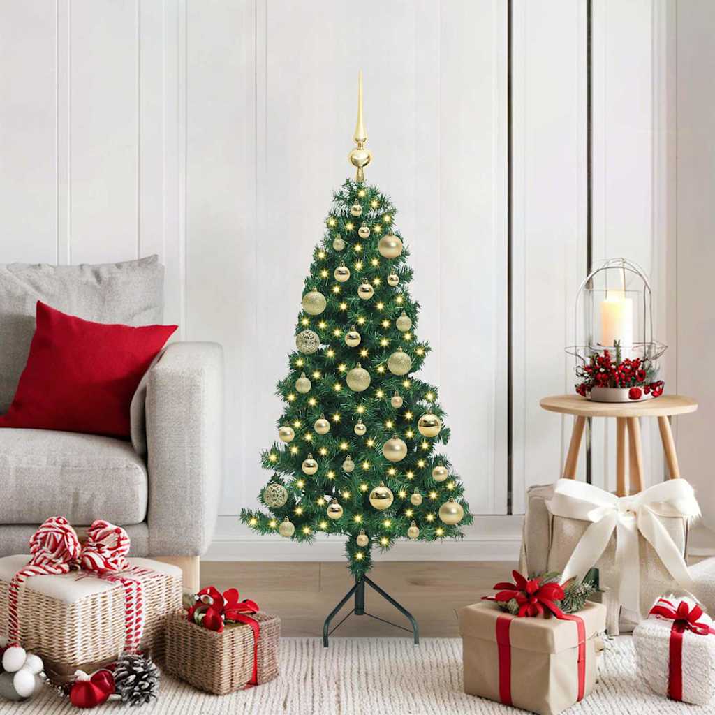 vidaXL Hoek Kunstkerstboom met 150 LED Groen 150 cm PVC en Metaal